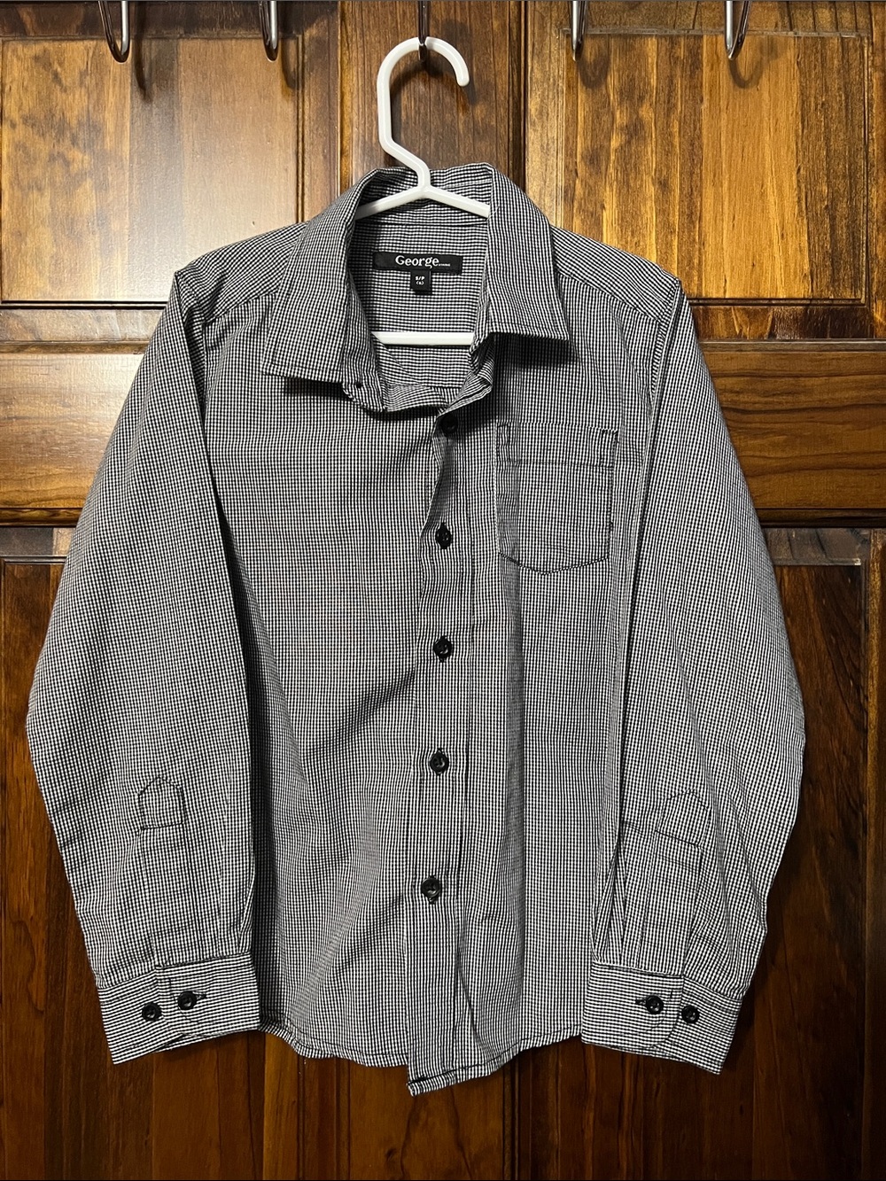 George Black and White Micro-Check Button Down Shirt